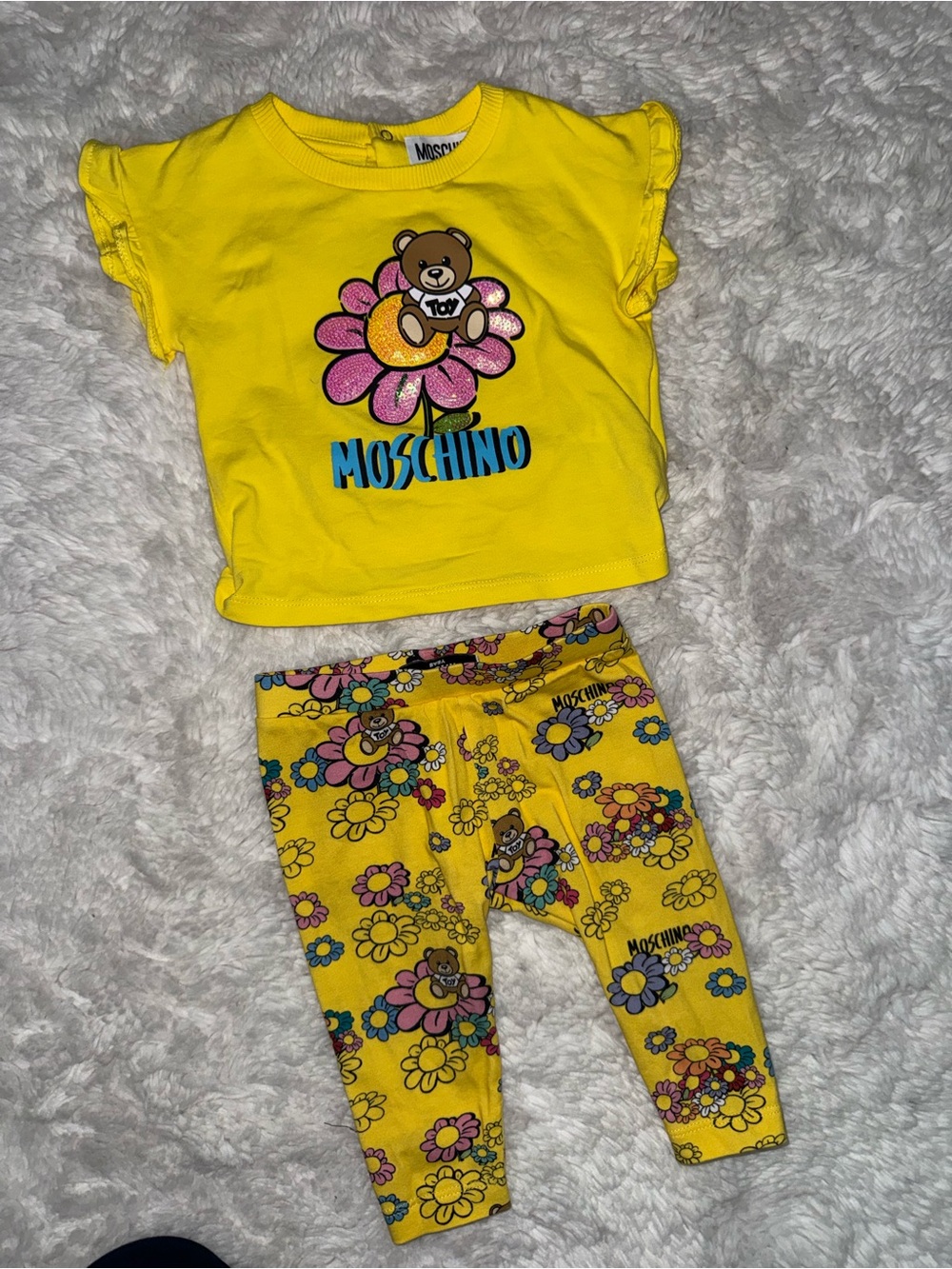 Moschino Yellow Floral Bear Tee and Leggings Set